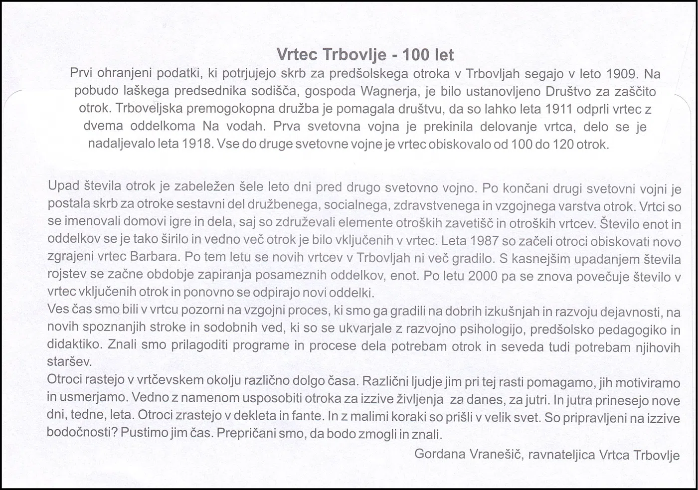 100 LET VRTEC TRBOVLJE 1911 - 2011